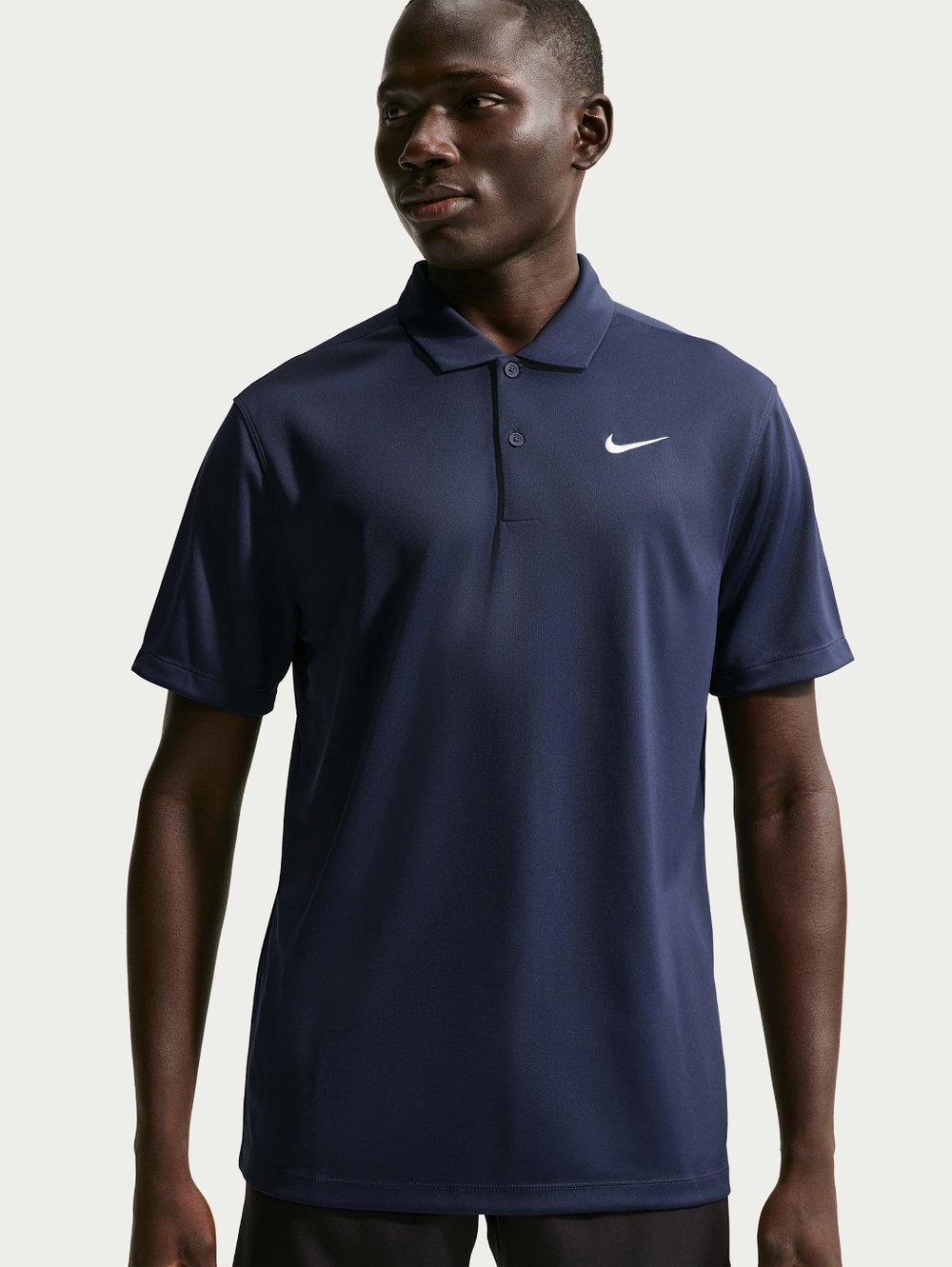 Nike Men's Dri-fit classic Navy Polo with White Swoosh